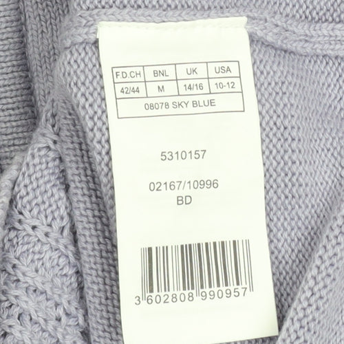 Damart Women's Blue Cotton Zip Knit Jacket Size 14/16