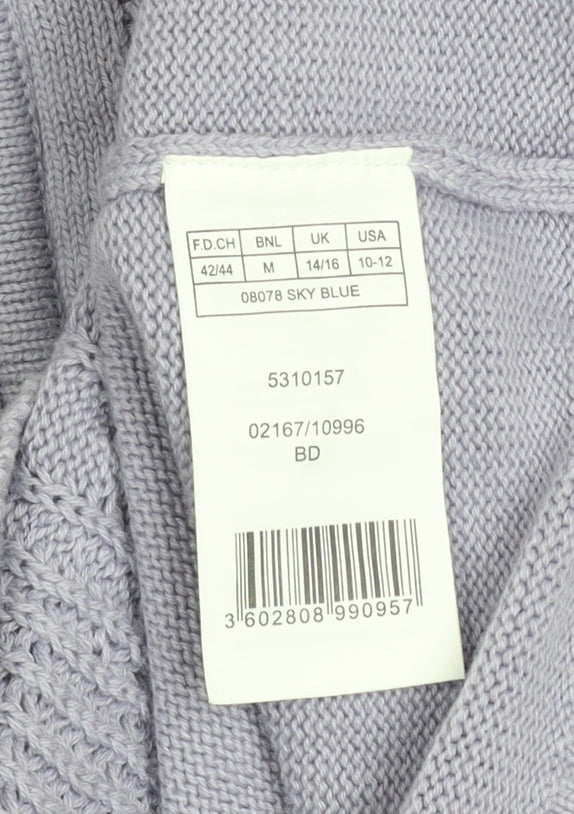 Damart Women's Blue Cotton Zip Knit Jacket Size 14/16