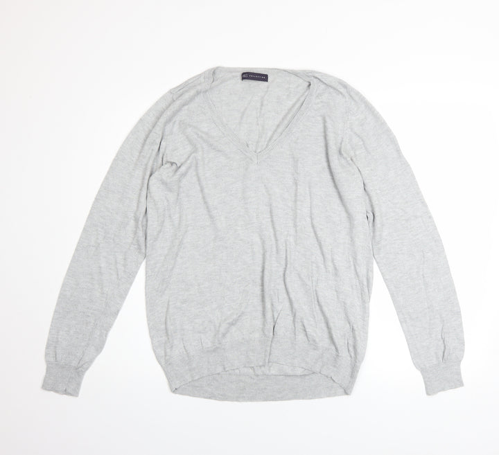 Marks and Spencer Women’s Grey V-Neck Long Sleeve Jumper Size 14