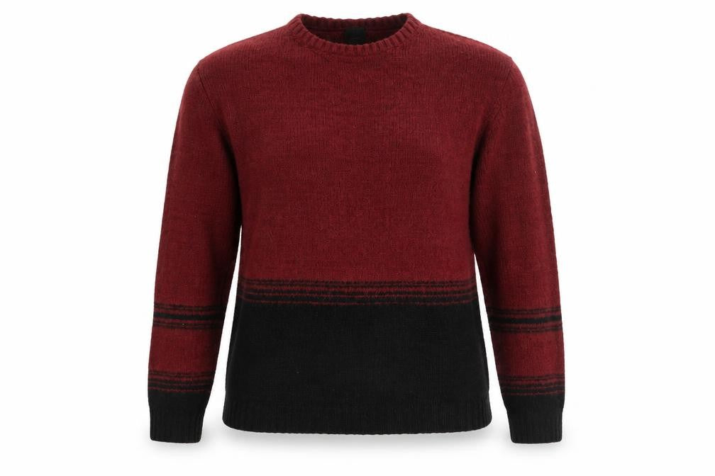 Front view of River Island women’s red black striped knit jumper, size S