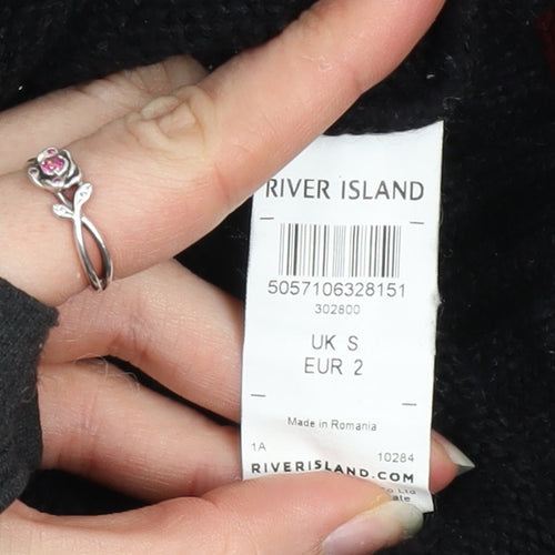 River Island Womens Red Black Striped Knit Jumper Size S
