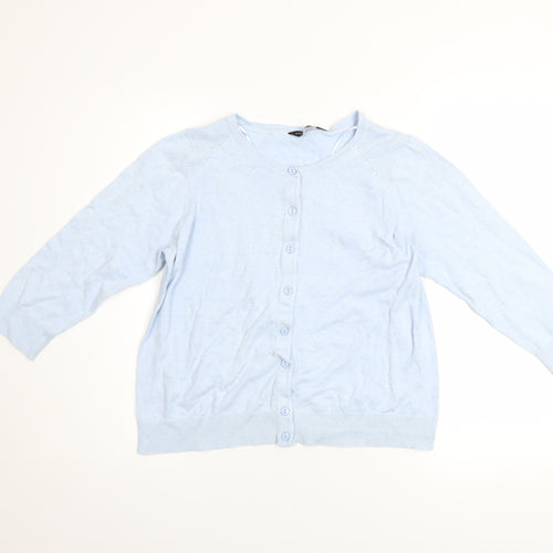 Dorothy Perkins Women's Blue Cotton Cardigan UK16 3/4 Sleeve