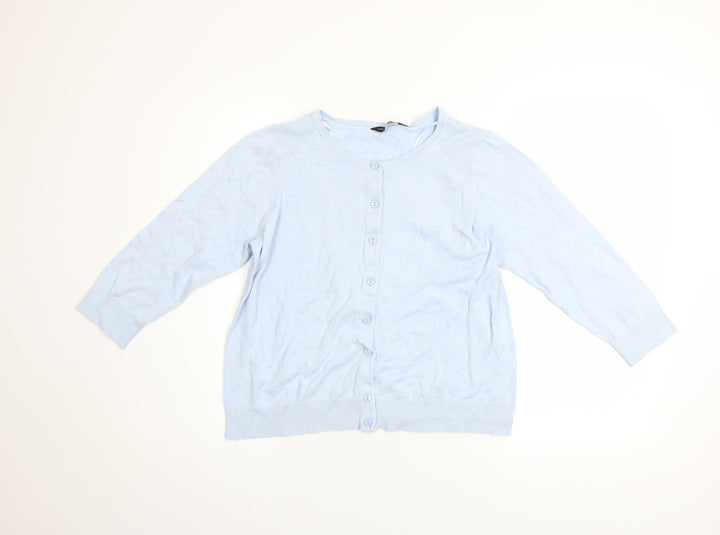 Dorothy Perkins Women's Blue Cotton Cardigan UK16 3/4 Sleeve