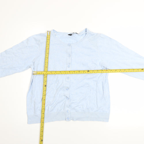 Dorothy Perkins Women's Blue Cotton Cardigan UK16 3/4 Sleeve