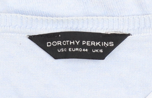 Dorothy Perkins Women's Blue Cotton Cardigan UK16 3/4 Sleeve