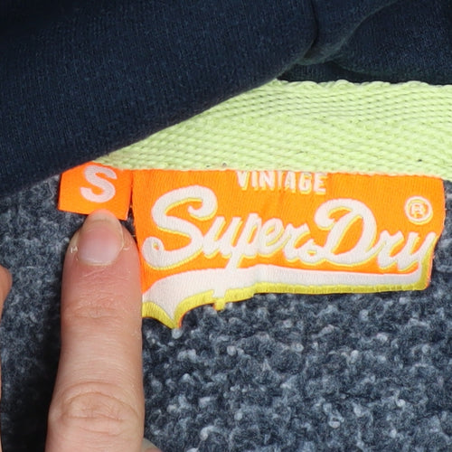 Superdry Women Navy Blue S Pullover Hoodie with Logo Print