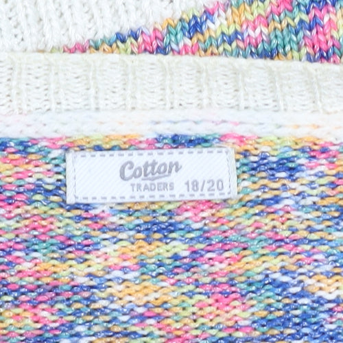 Cotton Traders Women’s Multicoloured Open Knit Cardigan Size 18