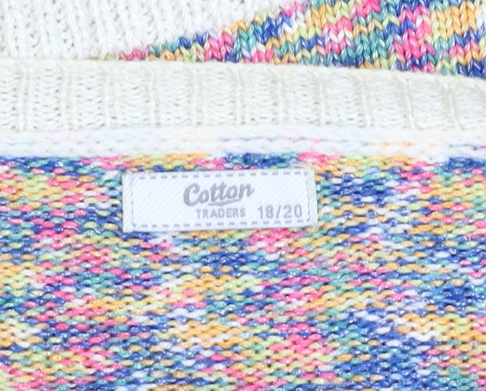 Cotton Traders Women’s Multicoloured Open Knit Cardigan Size 18