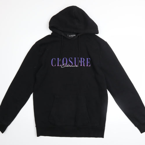 Closure London Men's Black Pullover Hoodie M Regular Fit Graphic Print