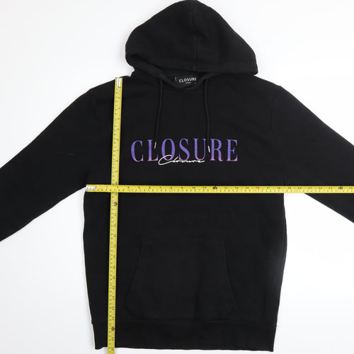 Closure London Men's Black Pullover Hoodie M Regular Fit Graphic Print