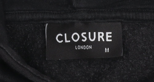 Closure London Men's Black Pullover Hoodie M Regular Fit Graphic Print