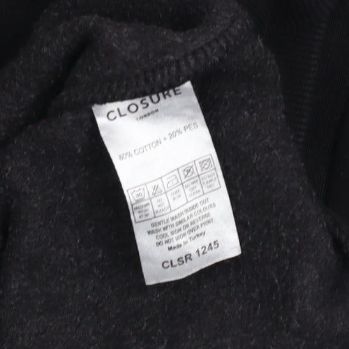 Closure London Men's Black Pullover Hoodie M Regular Fit Graphic Print