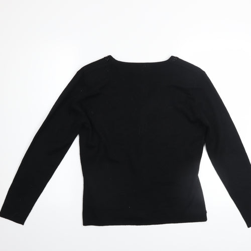 Kristen Jeffries Women's Black Embroidered V-Neck Cardigan S