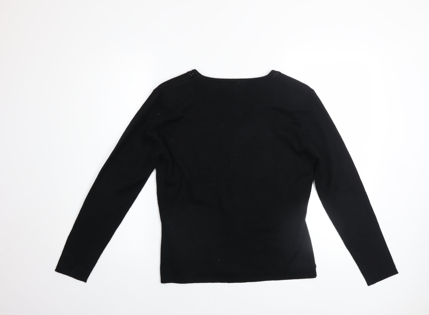Kristen Jeffries Women's Black Embroidered V-Neck Cardigan S