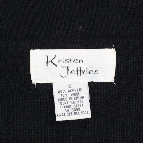 Kristen Jeffries Women's Black Embroidered V-Neck Cardigan S