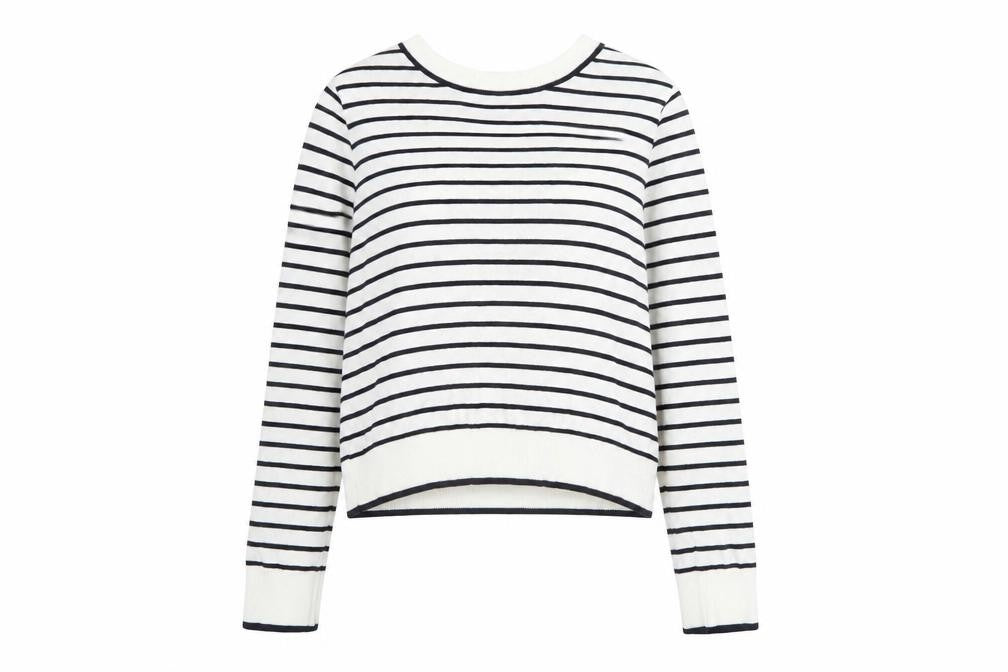 H&M Divided Women’s White Navy Striped Crew Neck Jumper Size 12