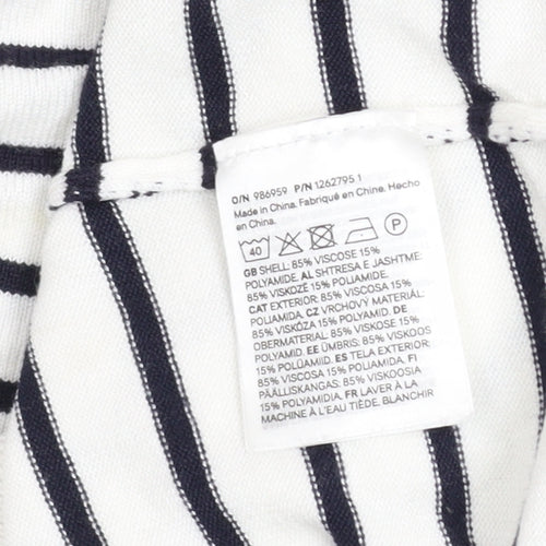 H&M Divided Women’s White Navy Striped Crew Neck Jumper Size 12