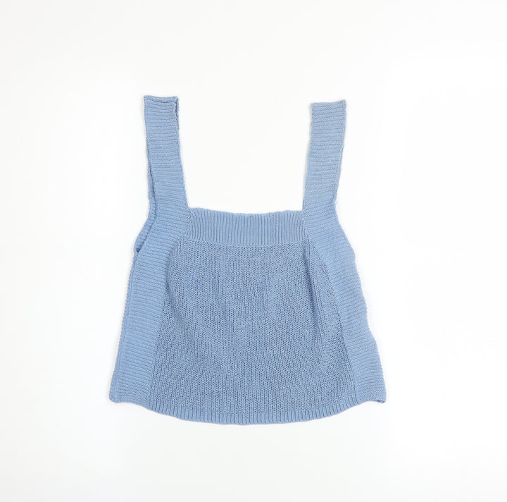 ZARA Women Blue Knit Camisole Tank Top Size S