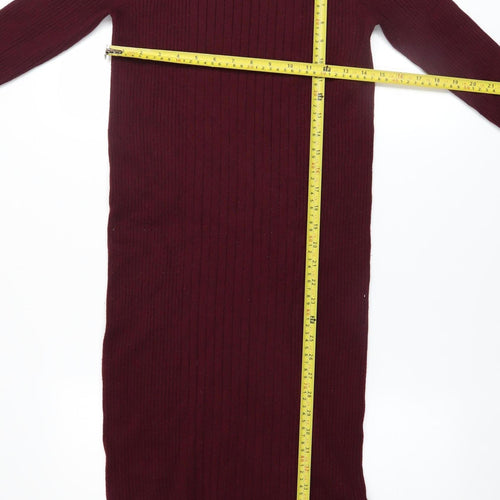 JoJo Maman Bébé Women Red Knit Midi Bodycon Dress Size S