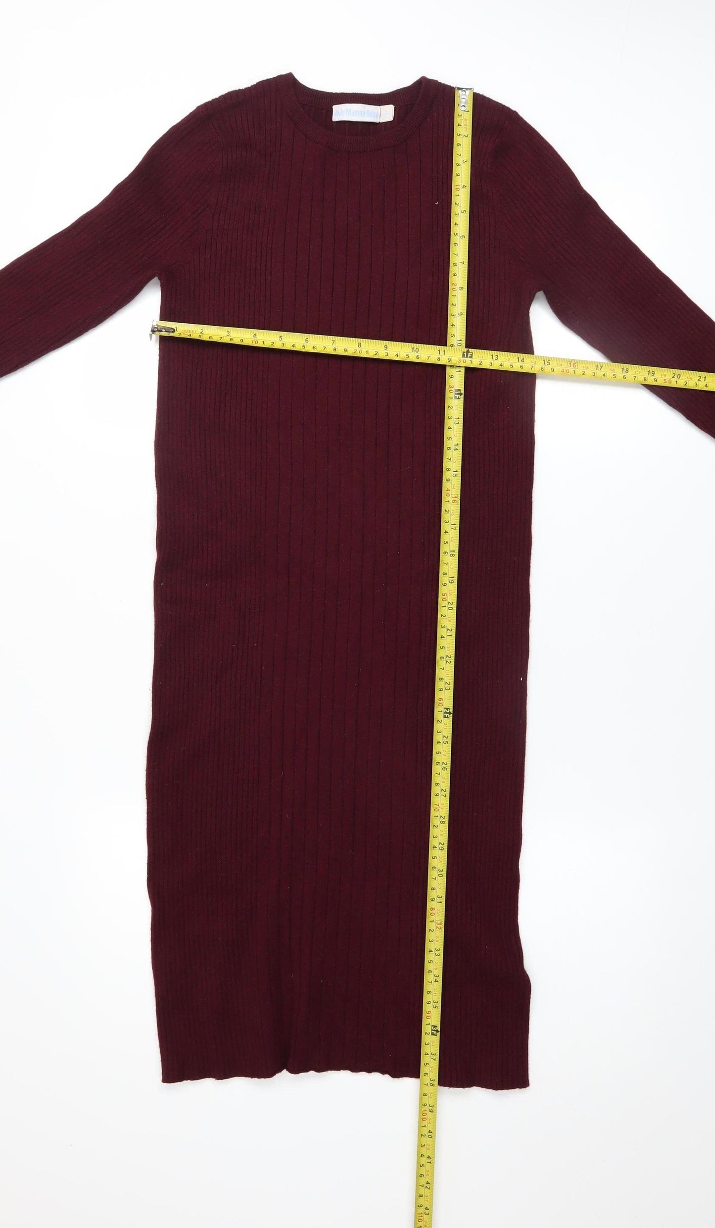 JoJo Maman Bébé Women Red Knit Midi Bodycon Dress Size S