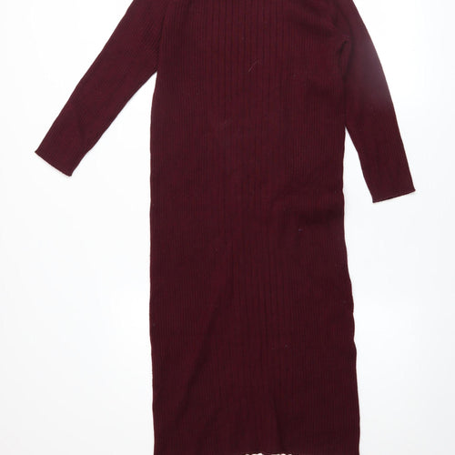 JoJo Maman Bébé Women Red Knit Midi Bodycon Dress Size S