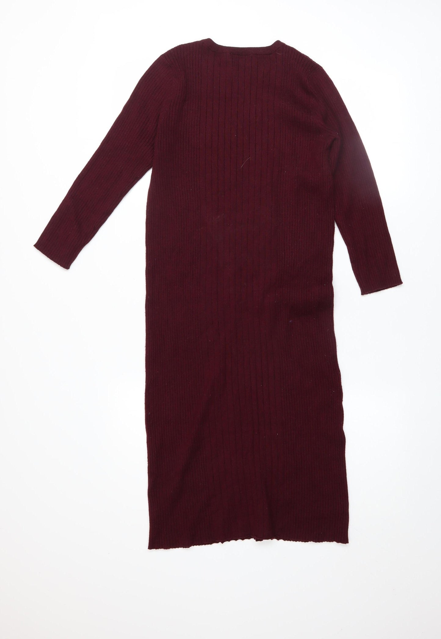 JoJo Maman Bébé Women Red Knit Midi Bodycon Dress Size S