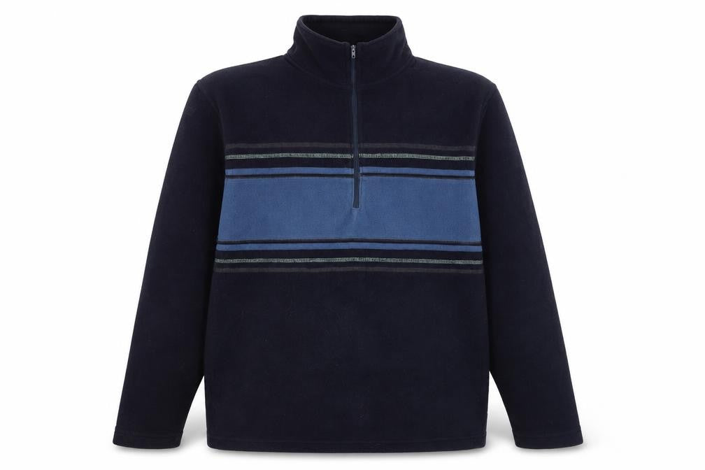 Front view of Hawkshead Active men’s blue fleece 1/4 zip pullover sweatshirt l