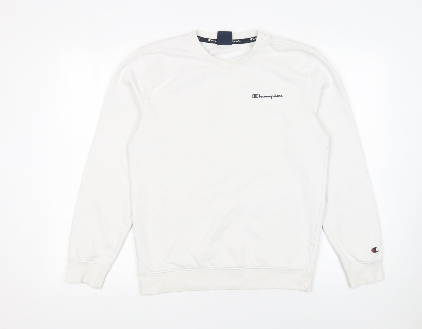Champion Women's White Small Pullover Sweatshirt with Logo Detail