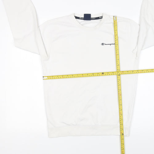 Champion Women's White Small Pullover Sweatshirt with Logo Detail