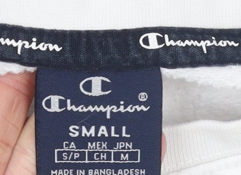 Champion Women's White Small Pullover Sweatshirt with Logo Detail