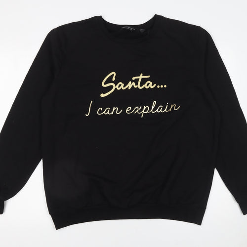 Dorothy Perkins Women Black Size 18 Christmas Sweatshirt Santa I Can Explain