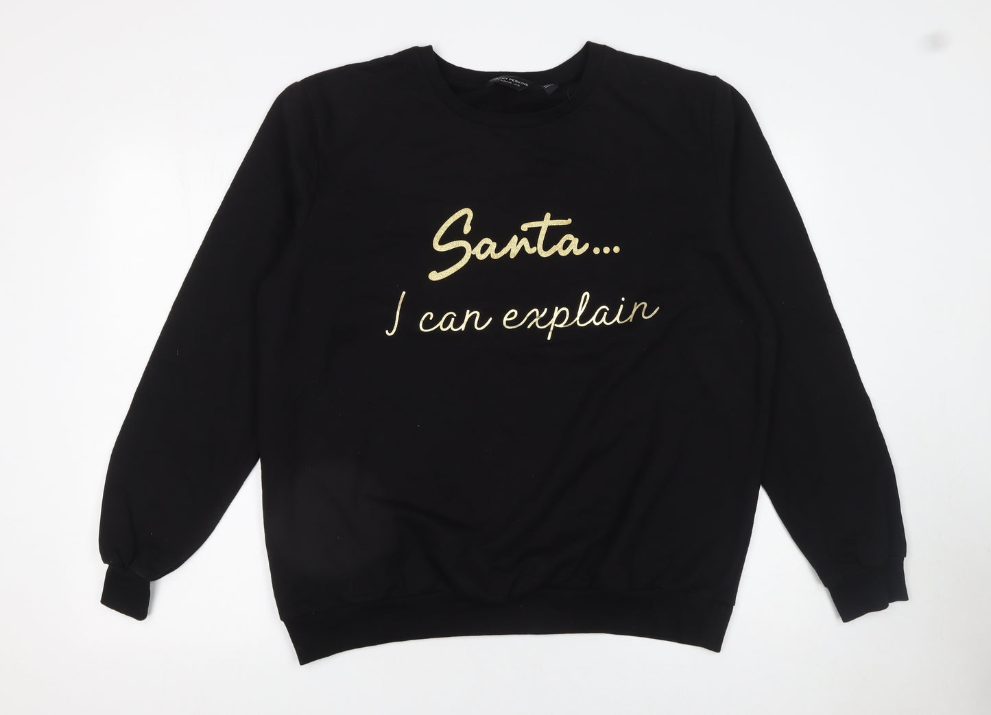 Dorothy Perkins Women Black Size 18 Christmas Sweatshirt Santa I Can Explain