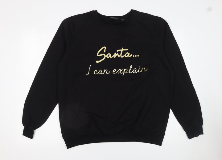 Dorothy Perkins Women Black Size 18 Christmas Sweatshirt Santa I Can Explain