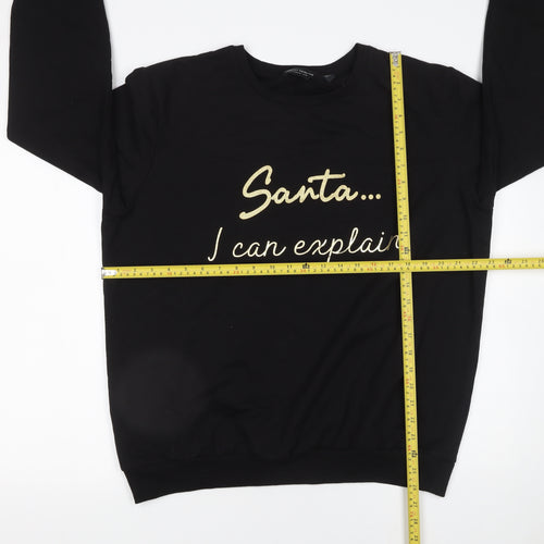 Dorothy Perkins Women Black Size 18 Christmas Sweatshirt Santa I Can Explain