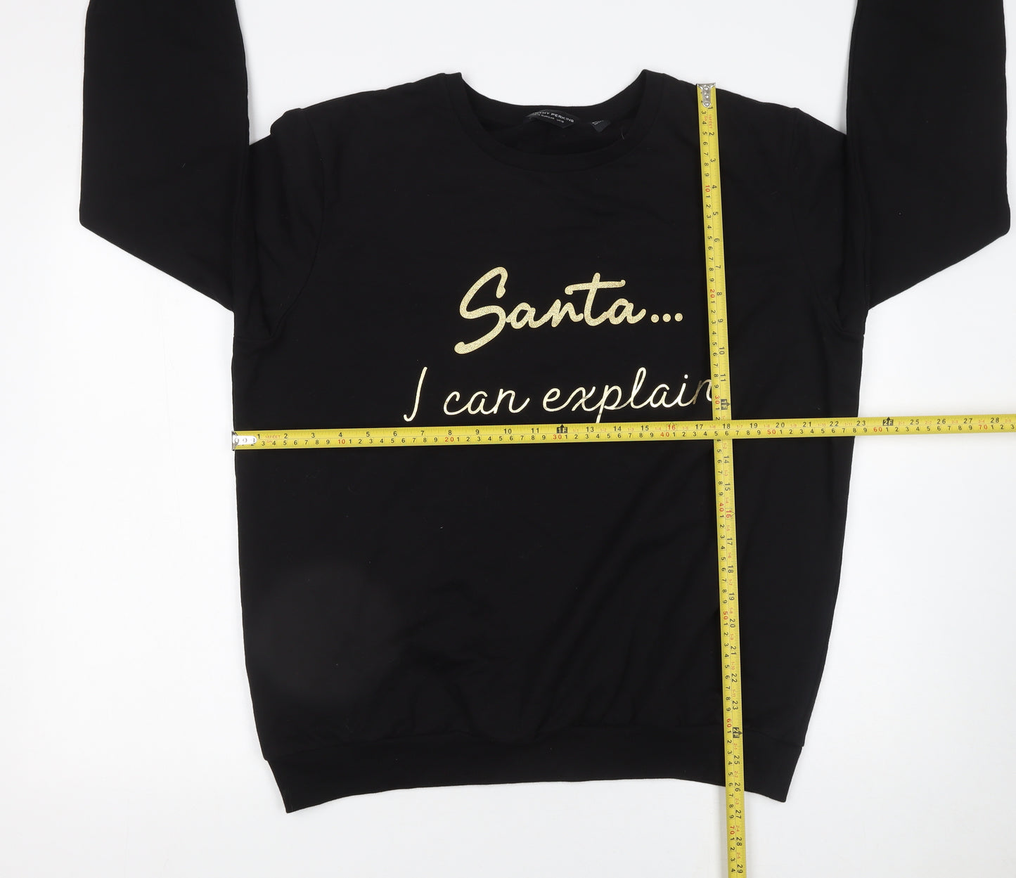 Dorothy Perkins Women Black Size 18 Christmas Sweatshirt Santa I Can Explain