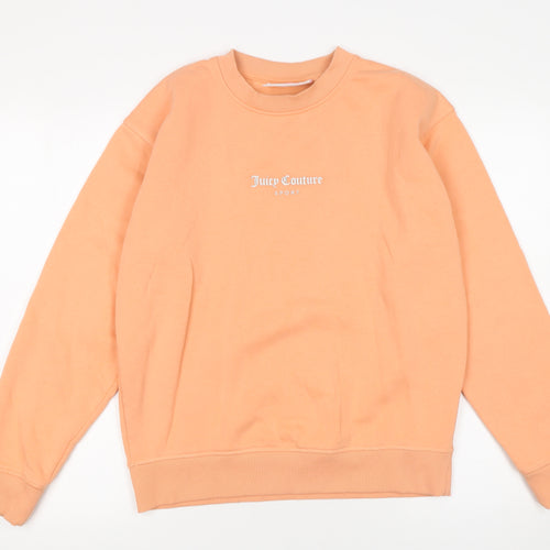 Juicy Couture Women’s Peach Sweatshirt Small Cotton Blend Sporty Crew Neck