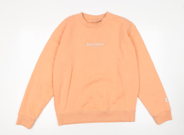 Juicy Couture Women’s Peach Sweatshirt Small Cotton Blend Sporty Crew Neck