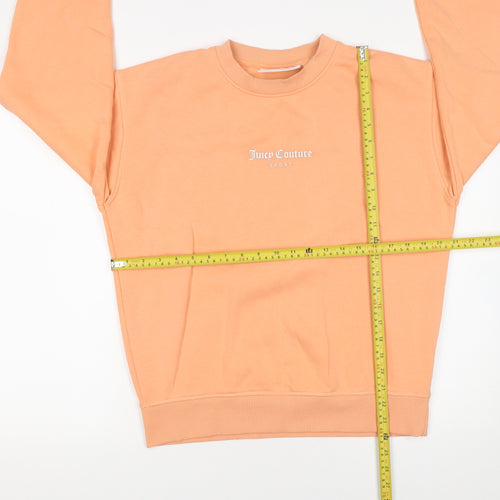Juicy Couture Women’s Peach Sweatshirt Small Cotton Blend Sporty Crew Neck