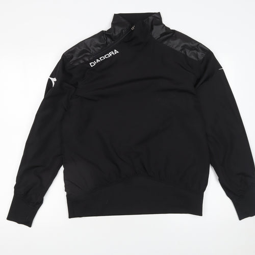 Diadora Men's Black Small Pullover Sweatshirt High Neck Sportswear