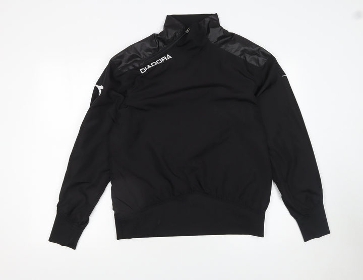 Diadora Men's Black Small Pullover Sweatshirt High Neck Sportswear