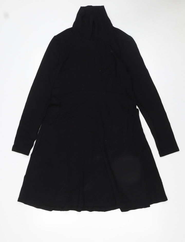 Seraphine Women Black Petite A-Line Roll Neck Jersey Dress UK 10