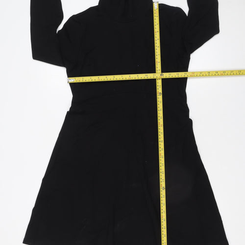 Seraphine Women Black Petite A-Line Roll Neck Jersey Dress UK 10