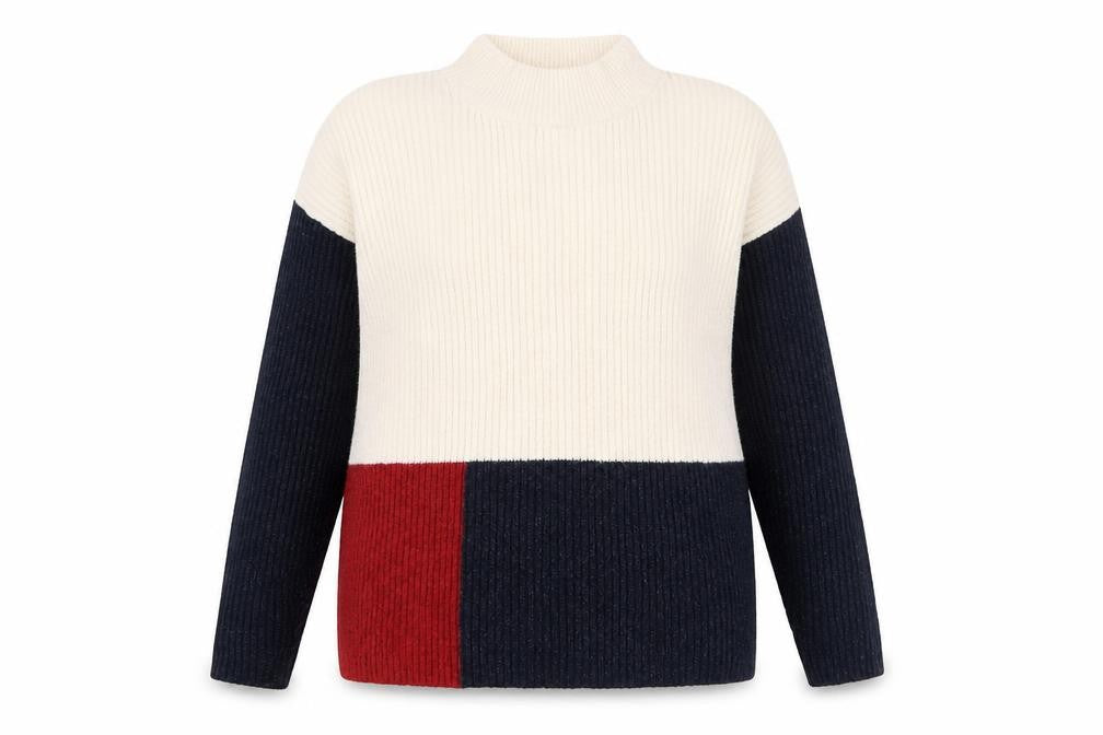 Apricot Women’s Multicoloured Mock Neck Ribbed Knit Jumper Size 12