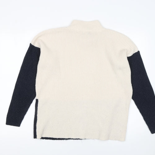 Apricot Women’s Multicoloured Mock Neck Ribbed Knit Jumper Size 12