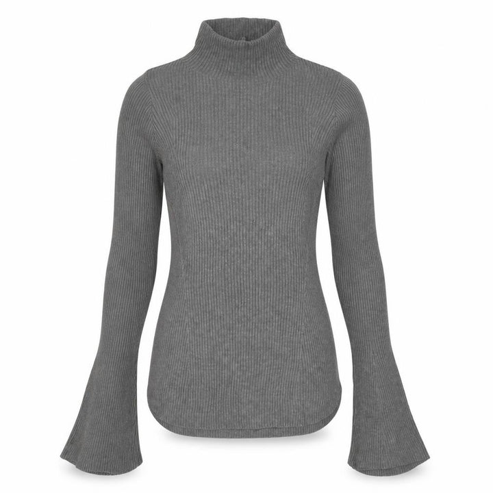 Uniqlo Women’s Grey Ribbed Roll Neck Flared Sleeve Jumper XS