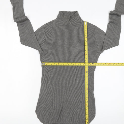Uniqlo Women’s Grey Ribbed Roll Neck Flared Sleeve Jumper XS