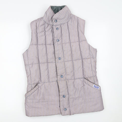 Vintage Puffa Women Beige Striped Padded Waistcoat S