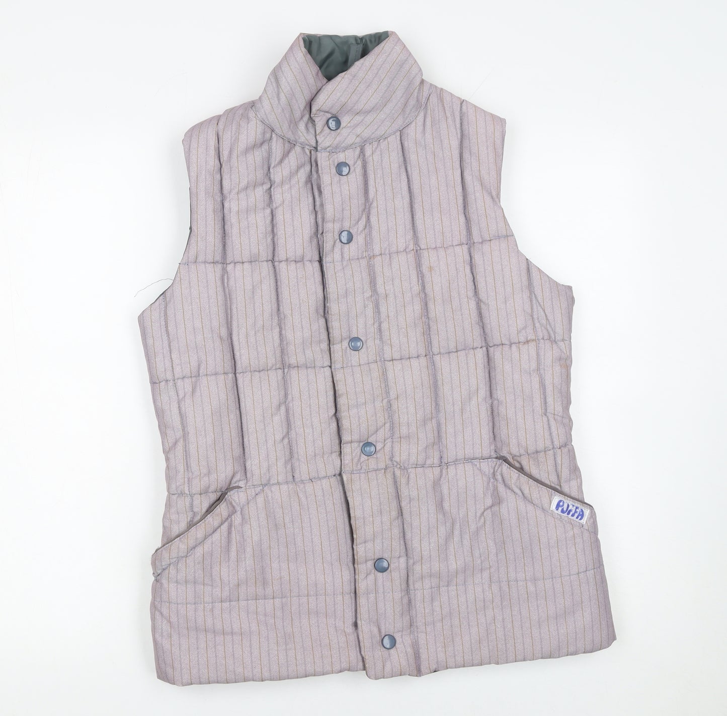 Vintage Puffa Women Beige Striped Padded Waistcoat S