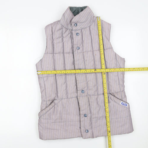 Vintage Puffa Women Beige Striped Padded Waistcoat S