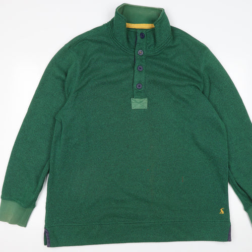 Joules Mens Green Henley Sweatshirt 2XL Button High Neck Knit